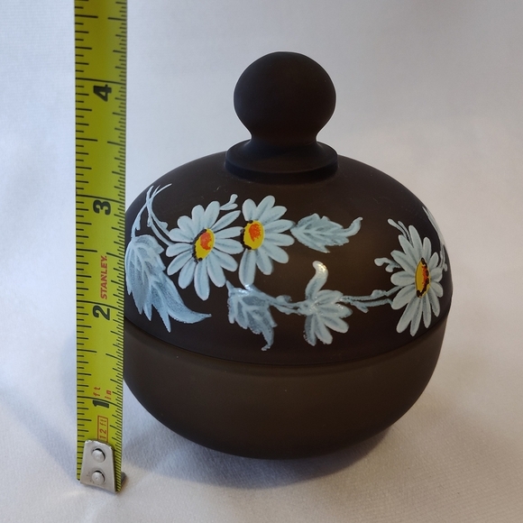 Vintage Westmoreland Glass Company Satin Glass Hand Painted Trinket Jar - Picture 5 of 5